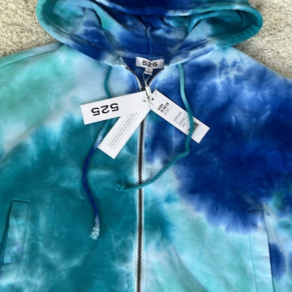 NEW 525 AMERICA tie dye zip hoodie baja blue multi - Picture 7 of 10